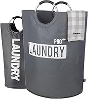 Vista 12 de Caroeas Cesta de lavandería grande Pro de 95 L (13 colores), cesta de lavandería impermeable, bolsa de lavandería con asas acolchadas, cesta de ropa