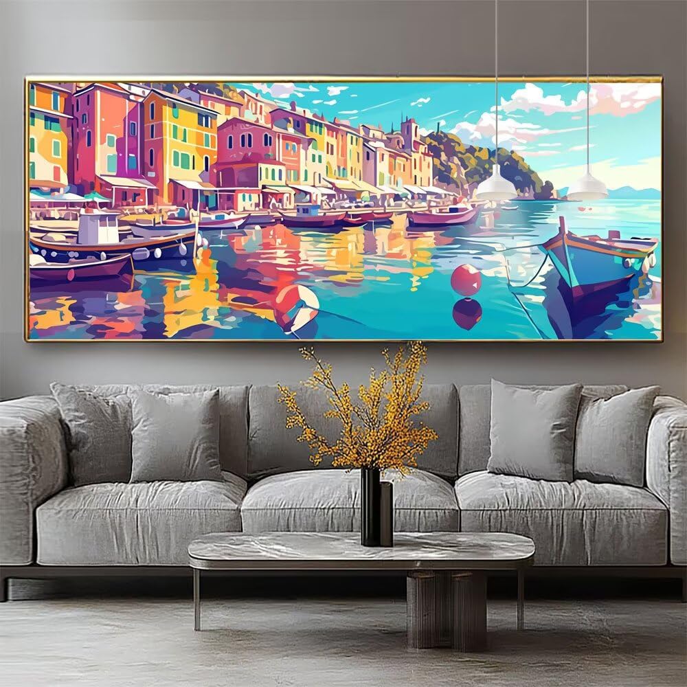Diamentowe malowanie dla dorosłych budynek diamentowy obraz mały rozmiar 60 x 120 cm haft diamentowy pełny zestaw, obraz perłowy diament plaża DIY 5D cyrkonie klejnoty dla dorosłych/dziecka