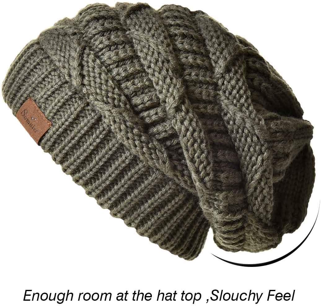 Somaler Knit Beanie Hat for Women Oversize Chunky Winter Slouchy Beanie Hats Ski Cap - Image 2