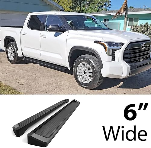 Vista 14 de HD Ridez Estribo de 6 pulgadas, color plateado, compatible con Toyota Tundra 2022-2025 CrewMax (barras laterales de barra nerf)