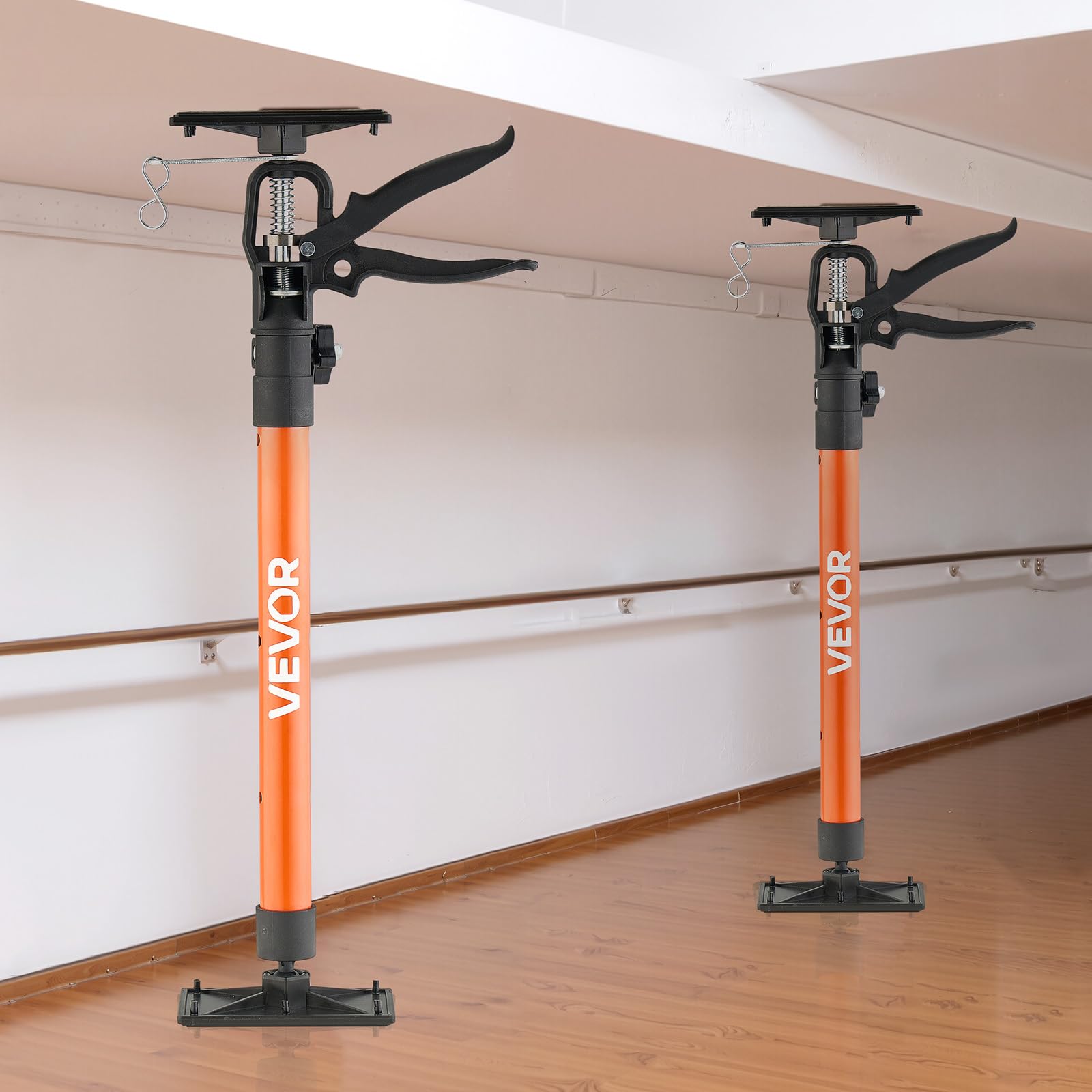 VEVOR Asta di Supporto, Confezione da 2, Telescopica Rapida in Acciaio da 53-115 cm, Sistema Regolabile a 3 Mani, Capacità Fino a 70 kg, per Martinetto per Armadietti, Barre di Carico
