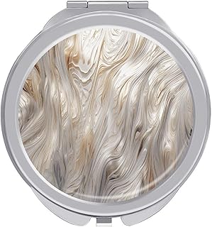 Espejo de maquillaje de viaje con textura met...