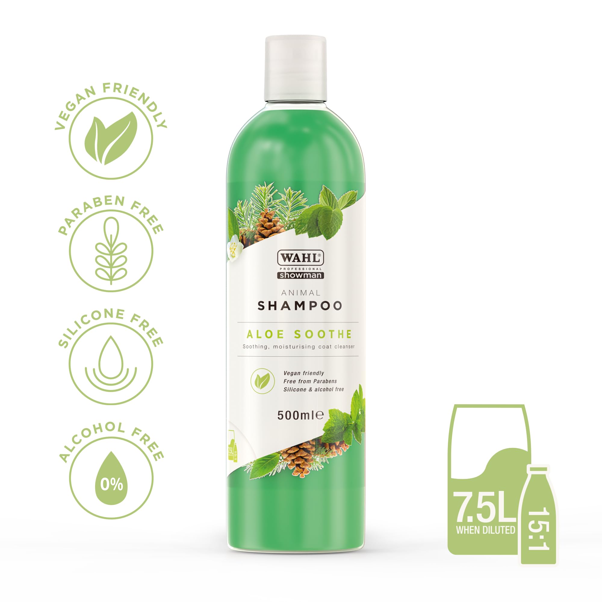 WAHL Aloe Soothe Shampoo - Shampoo per animali domestici, formula delicata, per pelli sensibili, concentrato 15:1, delicato, 500ml