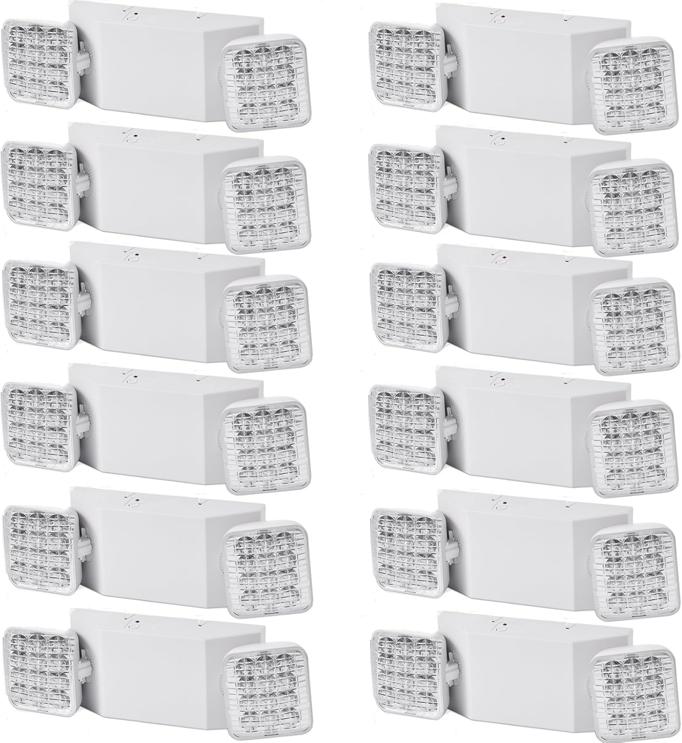 Led Emergency Lights with Battery Backup 12 Pack, Commercial LED Emergency Light for Home Power Failure & Business, Adjustable Dual Head Emergency Light, Indoor Emergency Lighting AC110V-277V