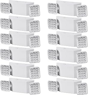Led Emergency Lights with Battery Backup 12 Pack, Commercial LED Emergency Light for Home Power Failure & Business, Adjustable Dual Head Emergency Light, Indoor Emergency Lighting AC110V-277V