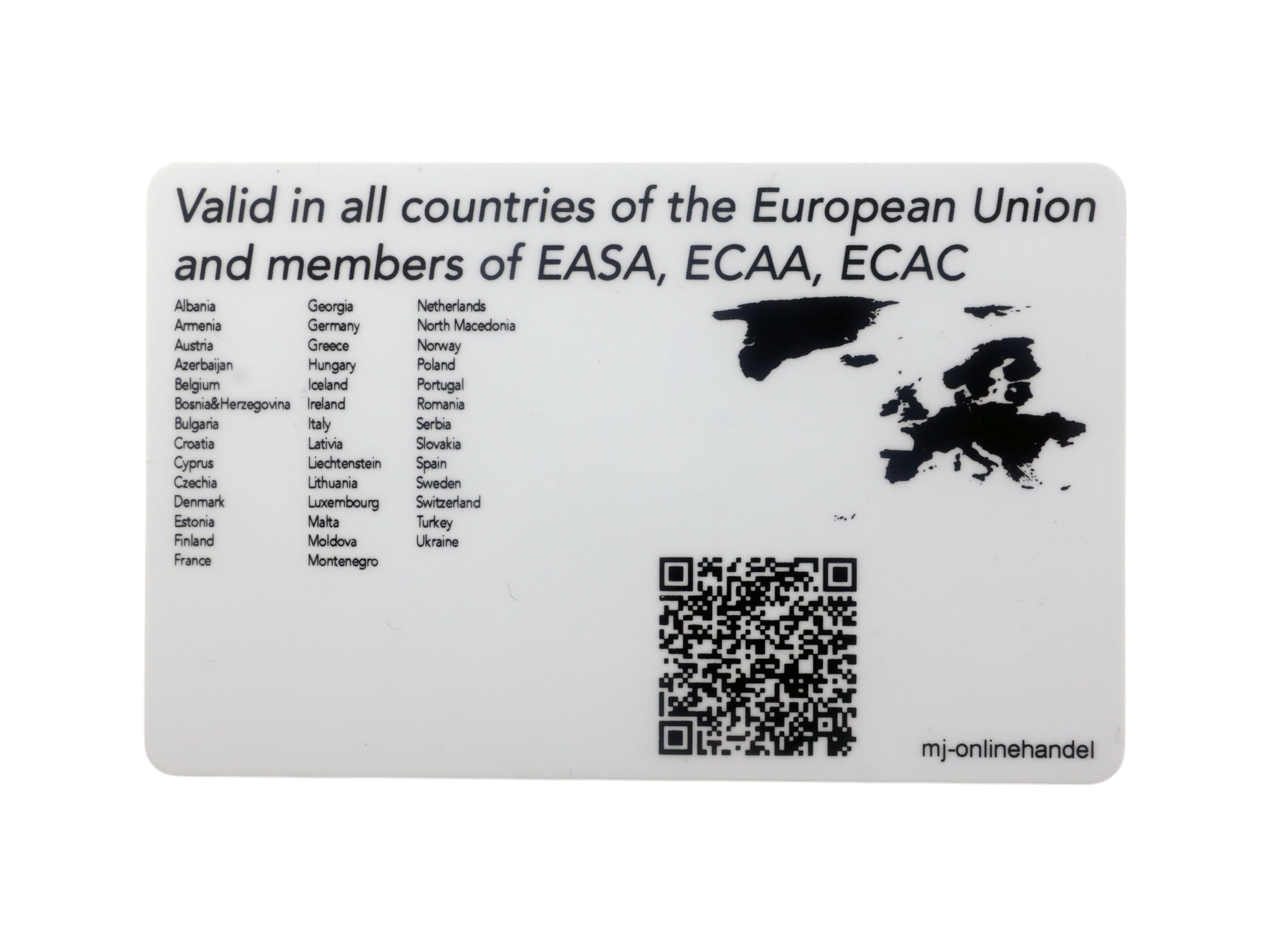 Patente per droni con codice QR ID foto certificato competenza licenza A1-A3 A2 STS carta di plastica custodia carte EASA