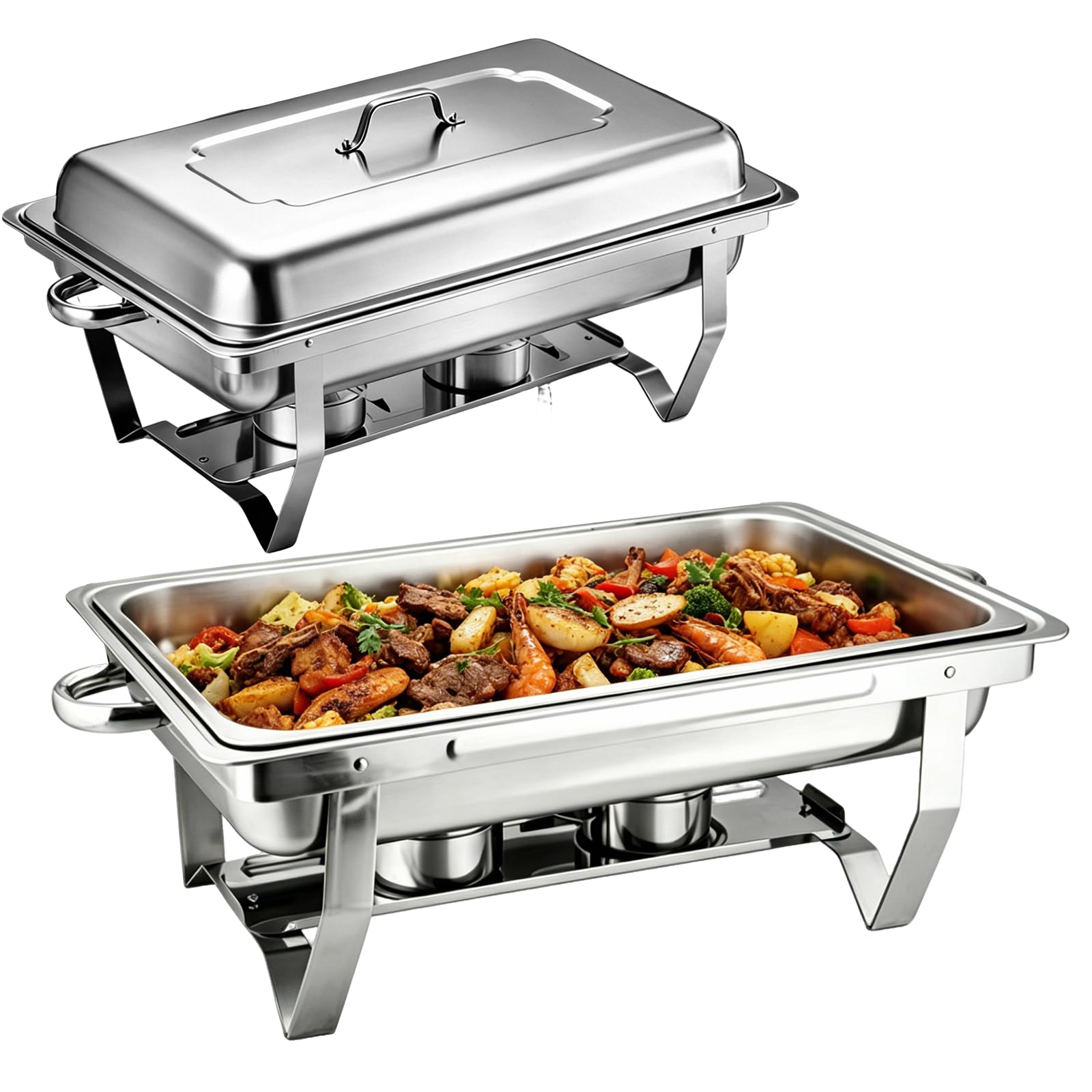 2PCS Chafing Dish Behälter 9L Warmhaltebehälter Essen für Catering Party
