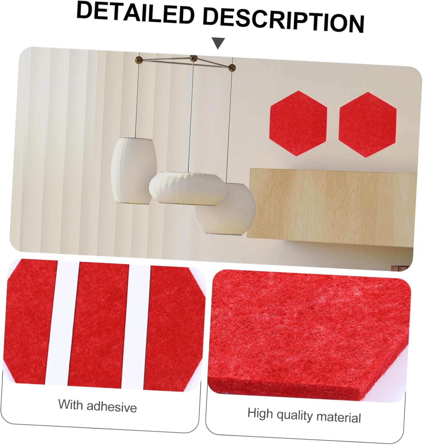 12pcs Hexagon Felt Board Self-Adhesive Decorative Panels for Photos Menus and Messages Easy to Use Wall for Home Office and Classrooms