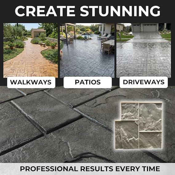 New York Ashlar Slate Concrete Stamps 24 x 24 | Made in USA | Decorative Flexible Polyurethane Mat for Patios, Walkways & Driveways SM 3002/F