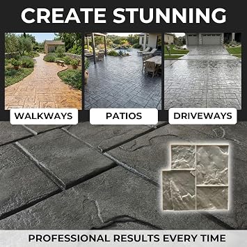 New York Ashlar Slate Concrete Stamps 24 x 24 | Made in USA | Decorative Flexible Polyurethane Mat for Patios, Walkways & Driveways SM 3002/F