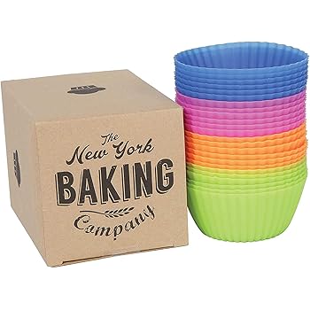 NY Baking Co. Silicone Baking Cups, 2.8" Reusable Cupcake Liners, Stand Alone Pan, BPA Free, Non Stick Individual Molds for Muffins and Cake, Perfect Gift for Bakers, Pack of 24