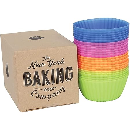 NY Baking Co. Silicone Baking Cups, 2.8" Reusable Cupcake Liners, Stand Alone Pan, BPA Free, Non Stick Individual Molds for Muffins and Cake, Perfect for Bakers, Pack of 24