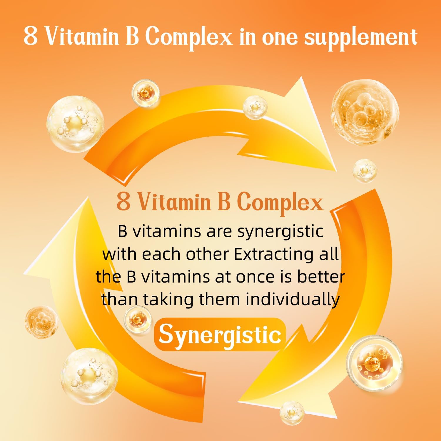 B-Complex Dietary Supplement - Contains All B Vitamins Including B12, B1, B2, B5, B6, B7, Folic Acid for Energy Support Stress Relief Immunity Enhancement, 2 Pack 60 Tablets