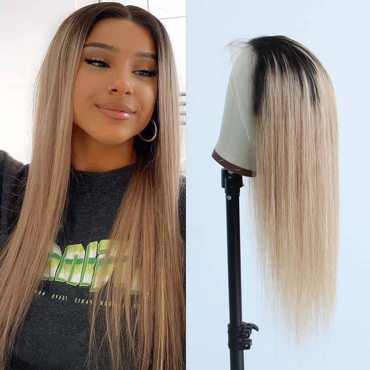 Amazon.com : Aprilhair Pre-plucked Ombre #1B/27 Dark Root 
