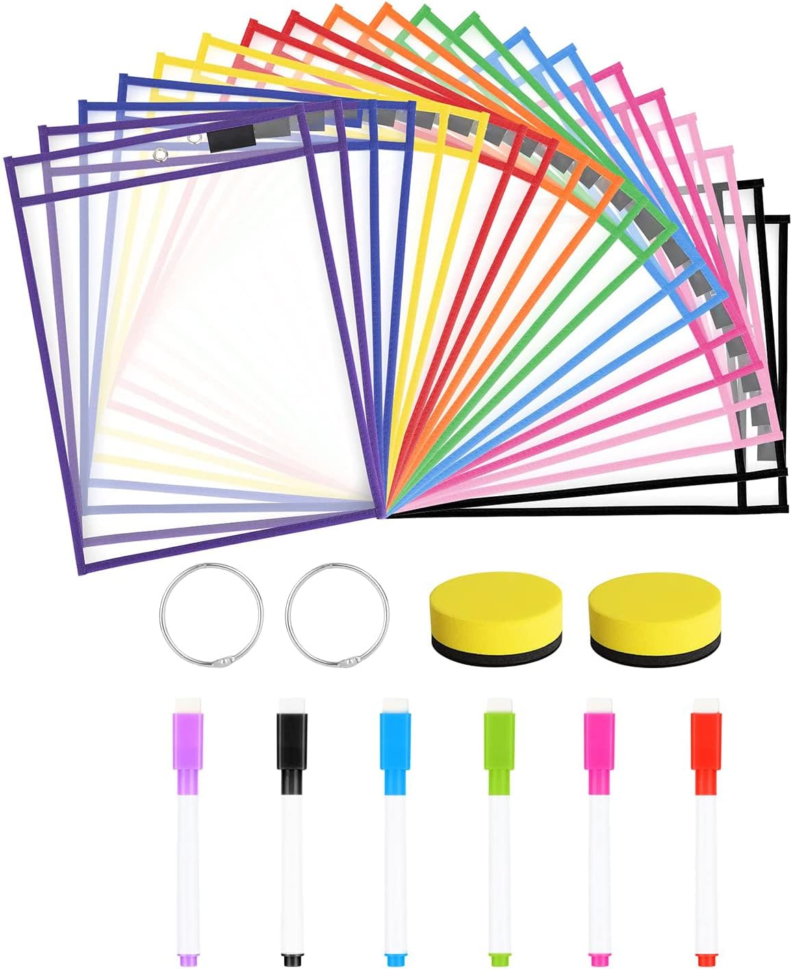 Dry Erase Pockets Reusable Sleeves 20 Pcs of Dry Erase Pocket Sleeves