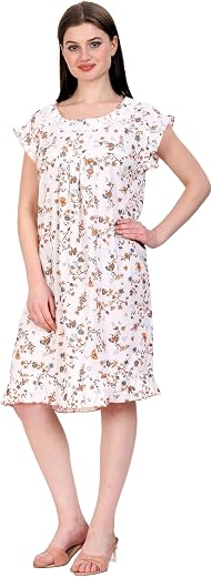 SDGP Women's Cotton Short Midi,Nighty Nightgown Sleepwear Nightdress Nighties Cotton Regular Casual Wear