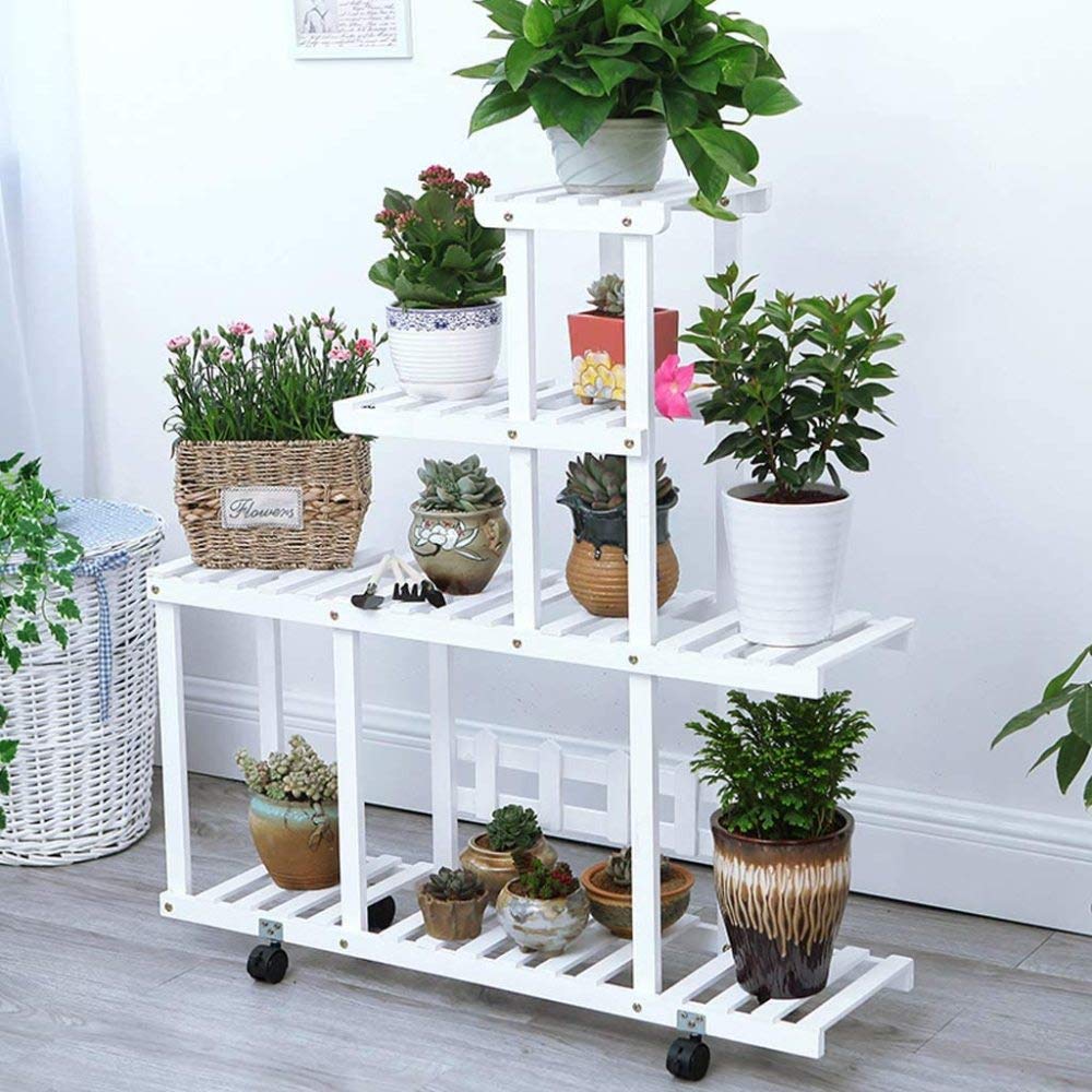 Supporto per Piante, portavasi per Fiori, portavasi in Legno, portavasi per Interni ed Esterni, scaffale per vasi, Scala per Fiori, scaffale per Giardino, Patio, Organizer Rustico, scaffali