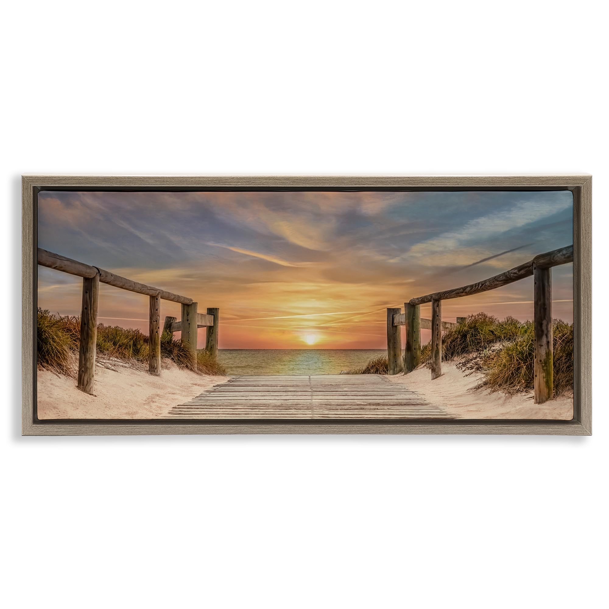 Stupell Industries Montalcino Elm (Textured) 'Pathway To Sunset'| Floating Frame Canvas Art
