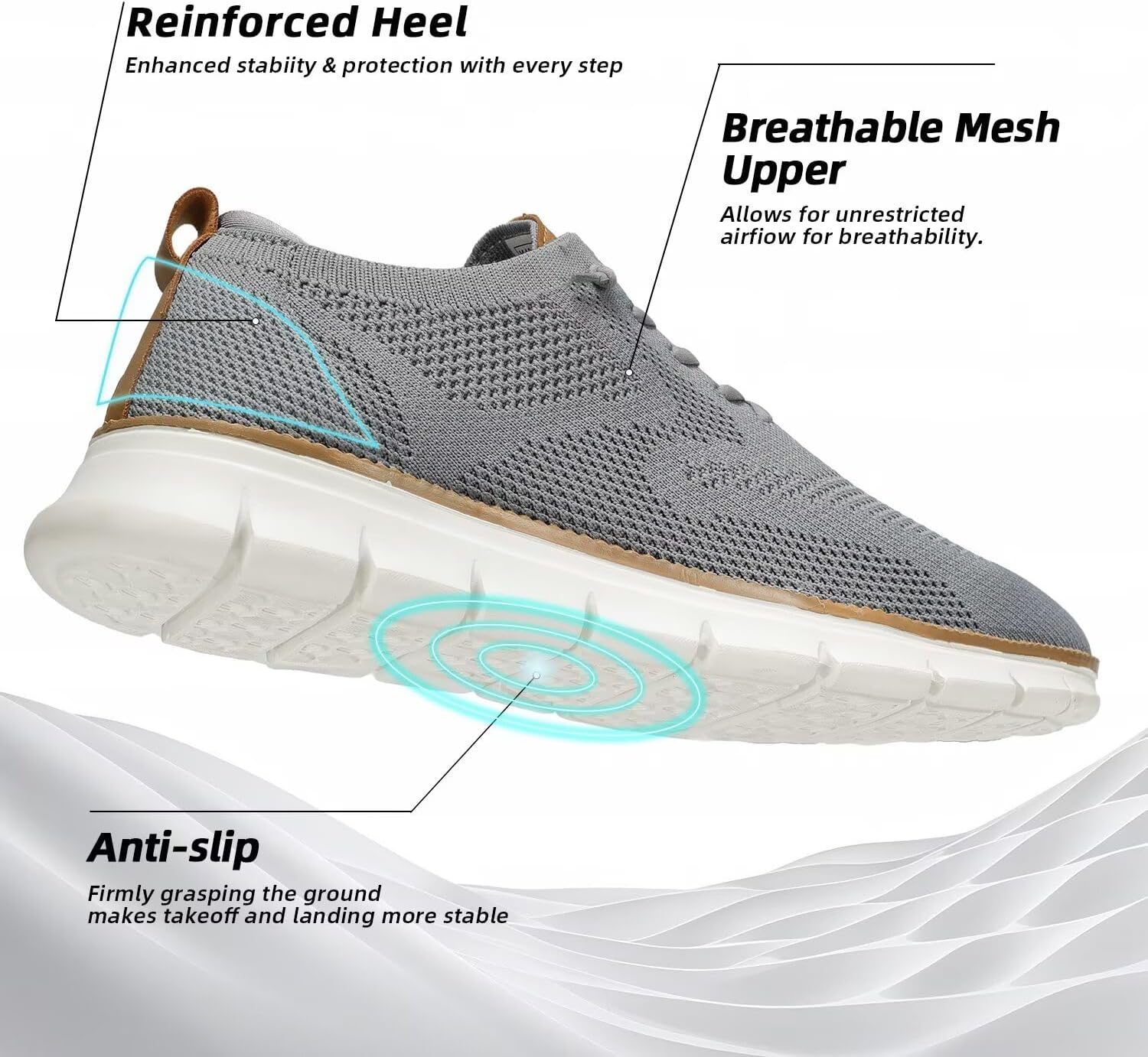 Men's Oxfords Business Shoes Fashion Mesh Casual Dress Walking Sneakers Comfortable Lightweight Soft Sole - Image 6