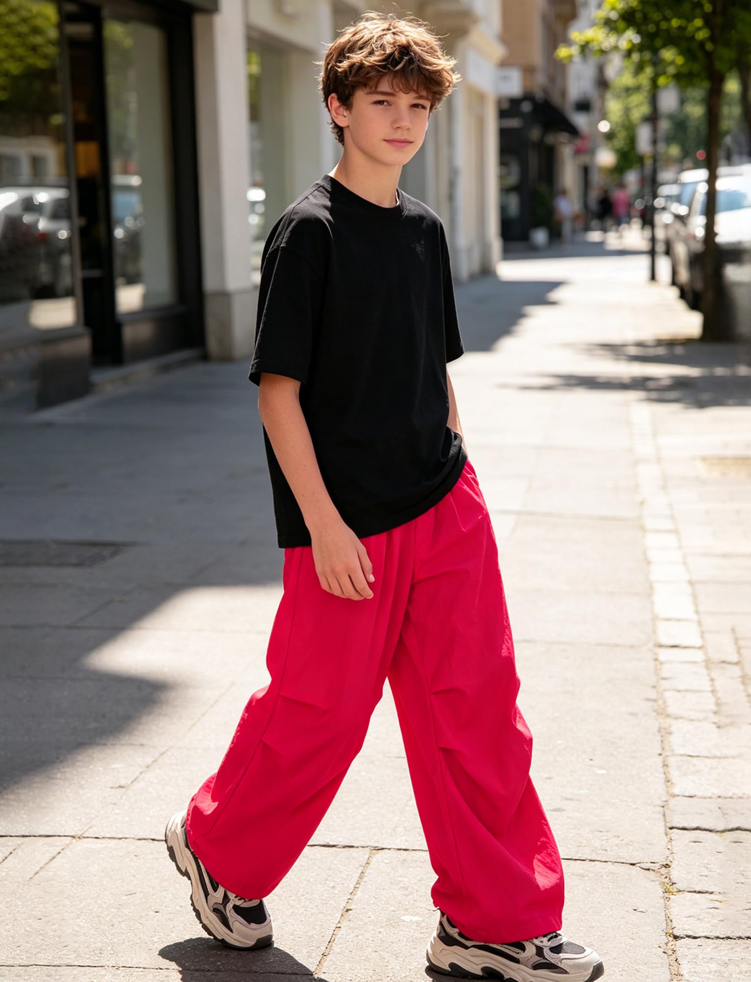 SEAUR Baggy Hose Jungs Cargo Fallschirm Hose Kinder Hip Hop Lang Hosen Leicht Dünne Sommerhose Freizeit Streetwear 4-13 Jahre