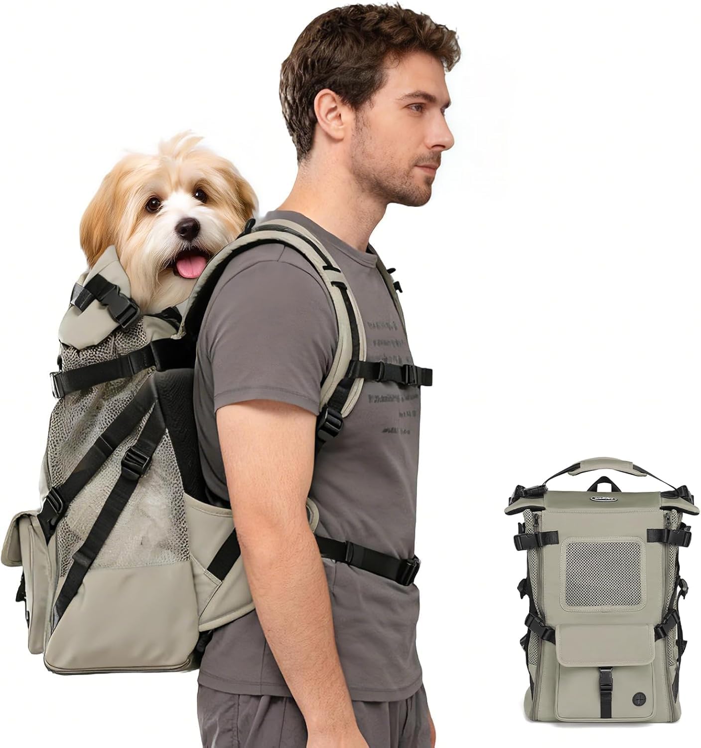 Wakytu Dog Backpack for Medium Dogs Breathable Comfortable with Neck Protective Pad Waterproof Oxford Fabric Ideal for Walking Outdoor Cycling
