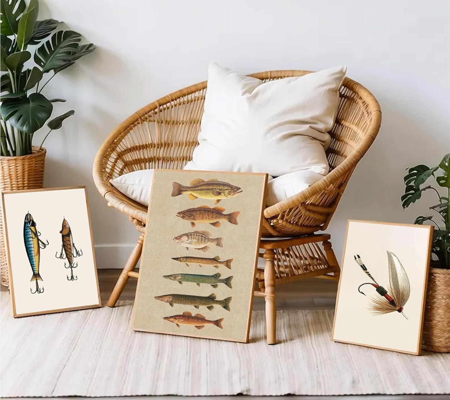 ZPJLRFC 3Pcs Vintage Fishing Canvas Wall Art Minimalism Fishing Gear Posters Artwork Fisherman Cave Painting Pictures Wall Decor for Outdoorsy Cabin Kitchen Fisherman Home Decoration 12x16in Unframed - Image 6