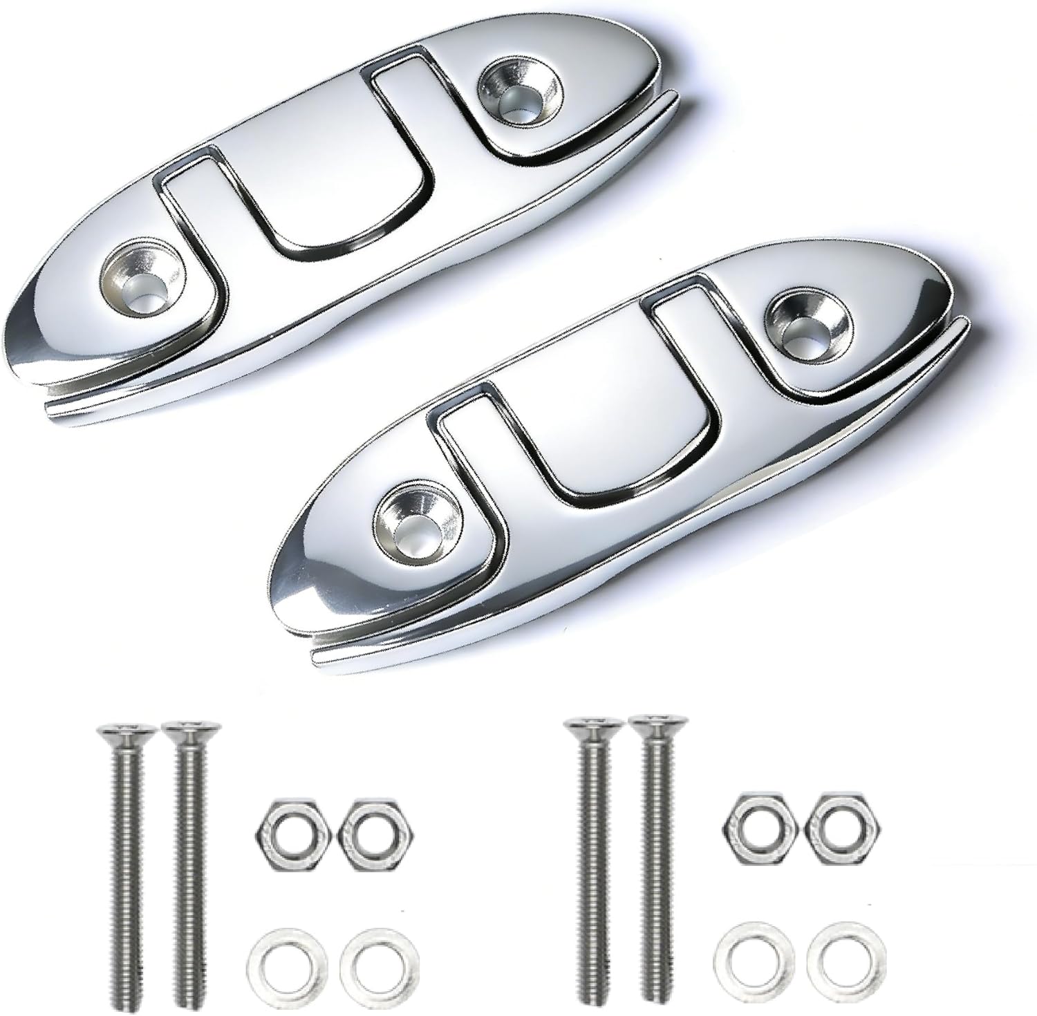 MX Boat Folding Cleat,Flip Up Marine Stainless Steel 4-1/2" Black Dock Fold Cleats W/Fasteners and Back Plates