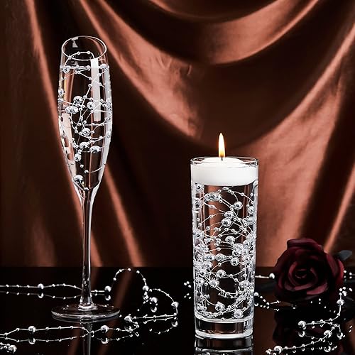 Miniatura 37 de Tondiamo 24 piezas de perlas artificiales para velas flotantes, perlas de imitación, guirnalda de decoración para jarrones, decoración de bodas
