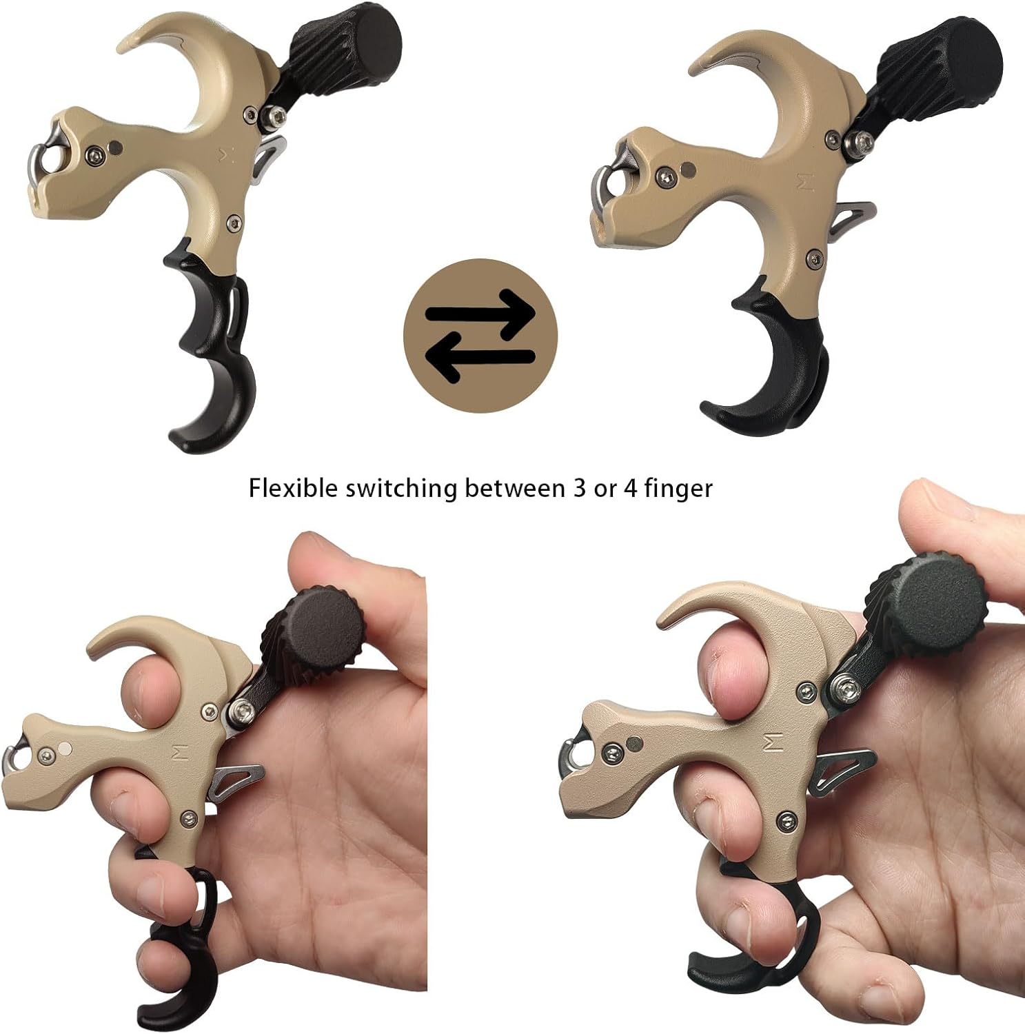 Thumb Release for Compound Bow,Copper Material Archery Release Aids,3 or 4 Finger Adjustable,Bow Trigger Release for Hunting,for Left and Right Handers.