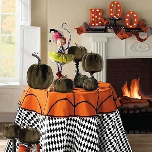 Miniatura 5 de Kepfire Juego de 8 calabazas artificiales de terciopelo, 8 piezas para Halloween, Acción de Gracias, boda, hecho a mano, espuma para otoño, centro