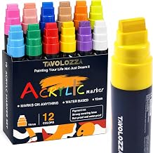 12 Vibrant Colors Jumbo Acrylic Paint Markers, 15MM Graffiti Markers