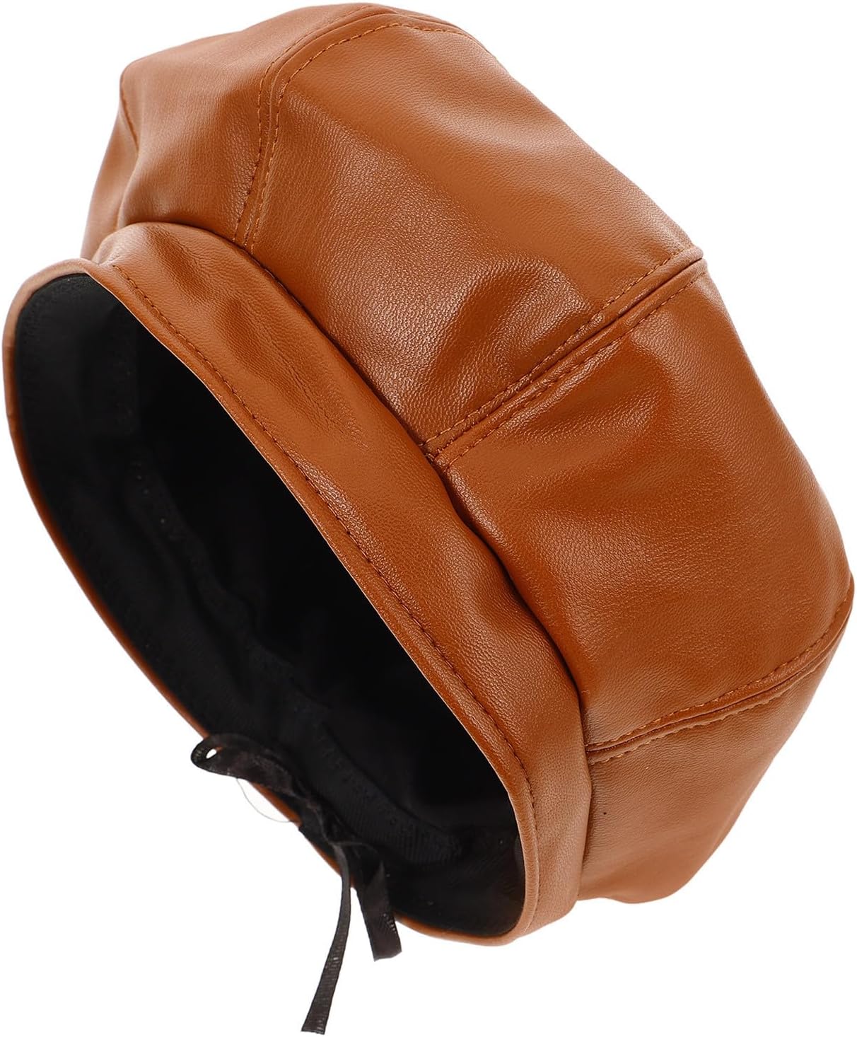 Outanaya Pu Leather Beret Hat for Boys, Comfortable Fit with Adorable Design, for Parties and Travel, Stylish Autumn Winter Novelty Headgear Chocolate