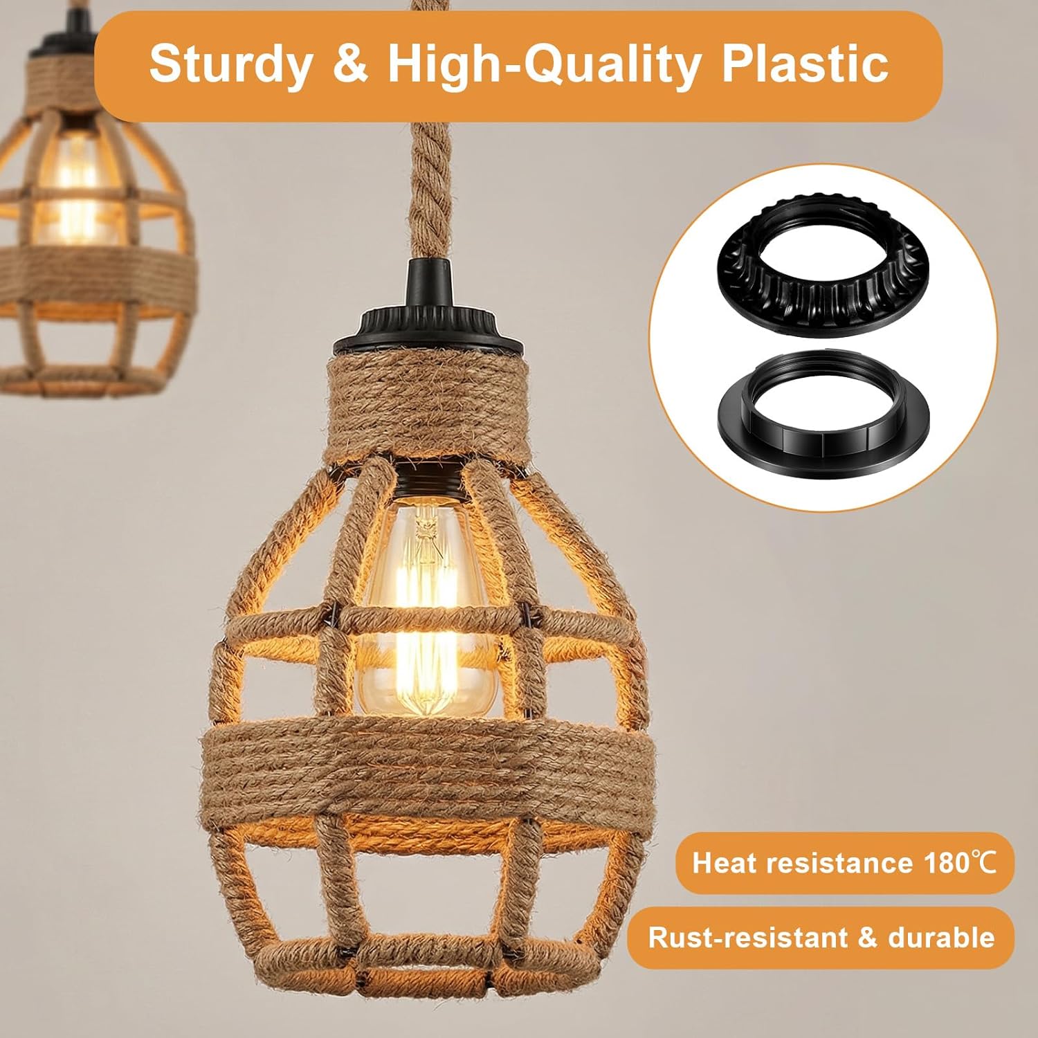 16pcs Lamp Shade Adapter Ring, E26 & E27 Lamp Shade Ring, Socket Rings for Lamps, Lamps Shade Adapter Rings Reducer 34mm & 39mm for Light Socket, Hanging Holder Parts