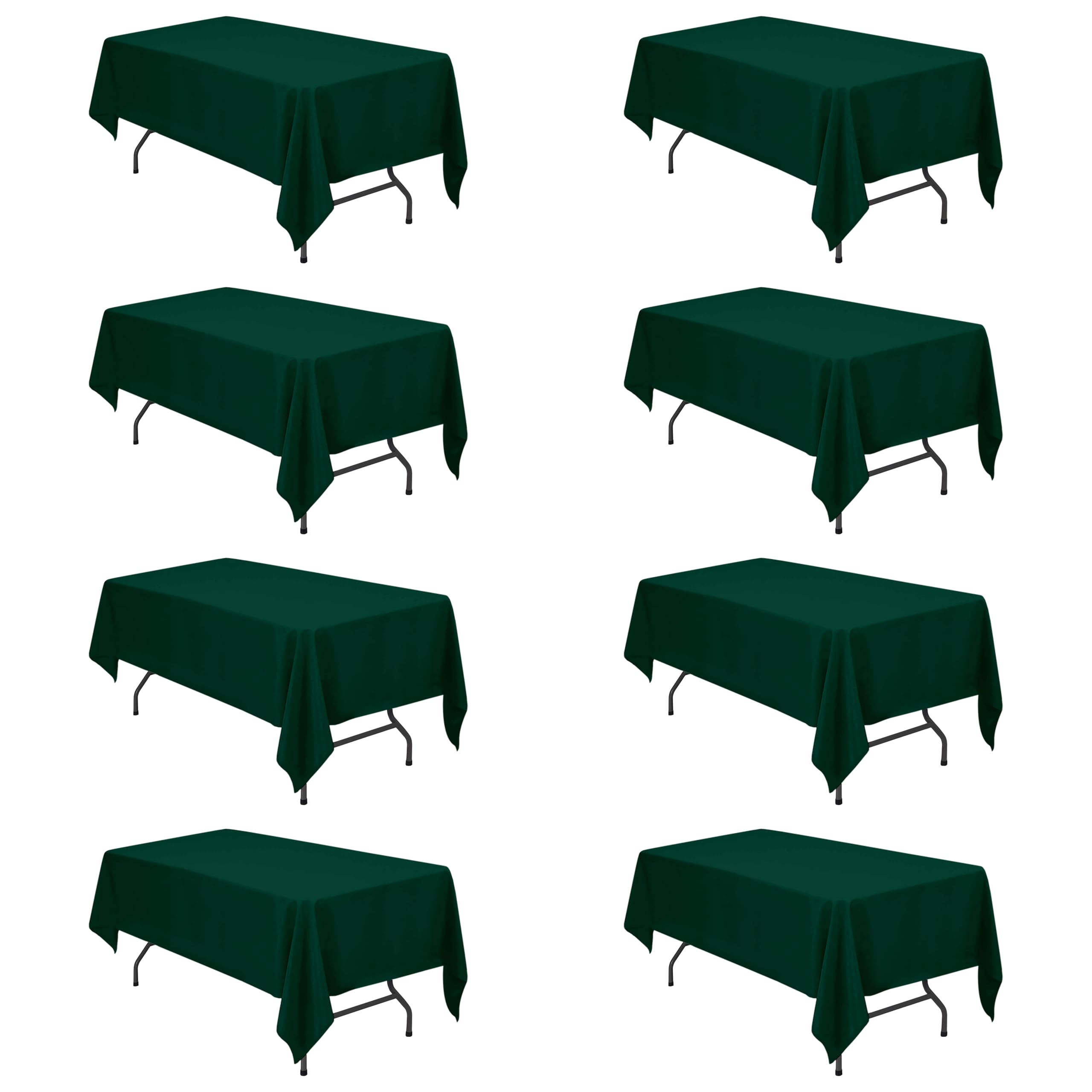 BRILLMAX 8 Pack Hunter Green Tablecloth 60x102 Inch for 6ft Rectangle Table