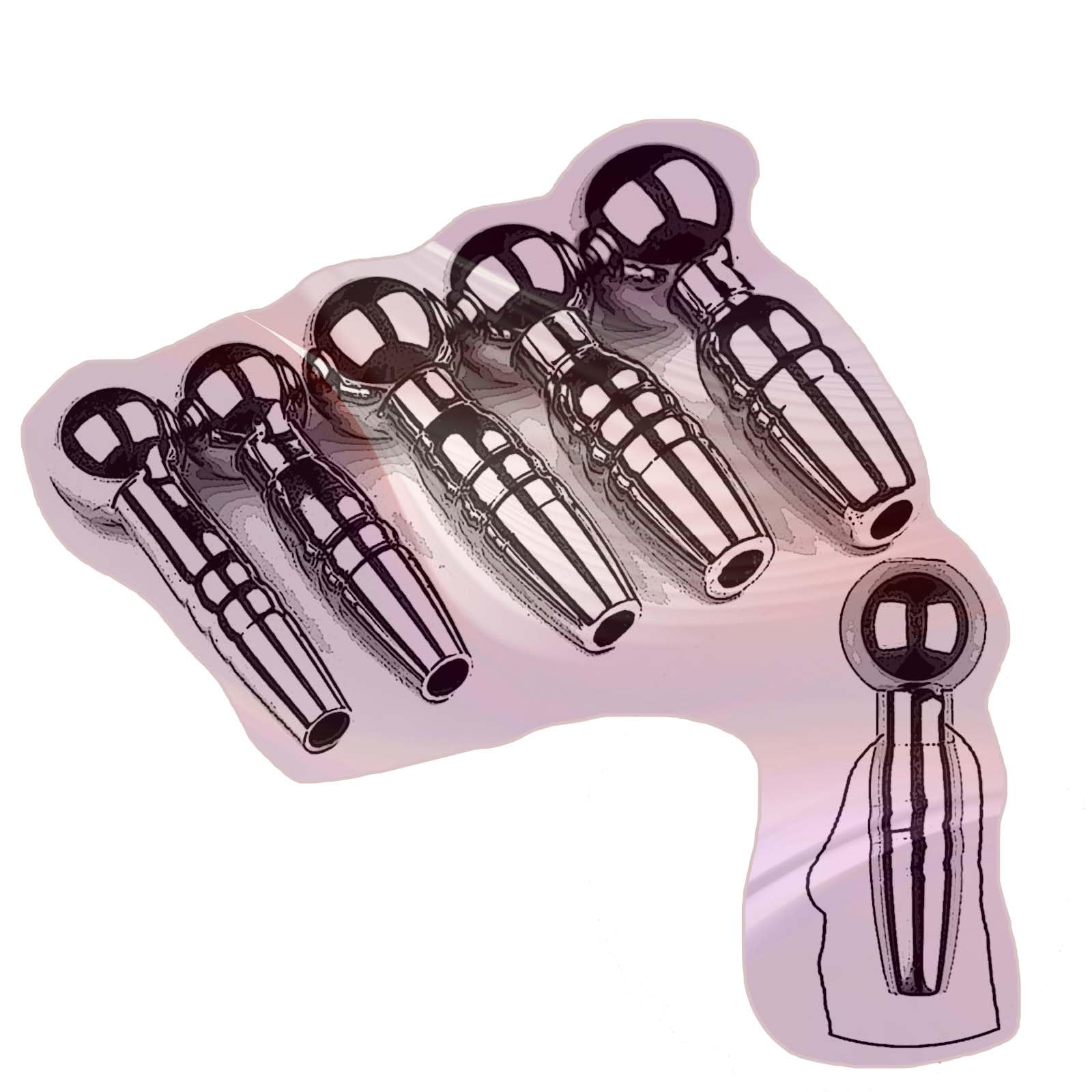 Asta di fitness cava liscia in acciaio inossidabile, dilatatore speciale maschile, comodo set per la minzione -D11IT (B:5 Sizes Set)