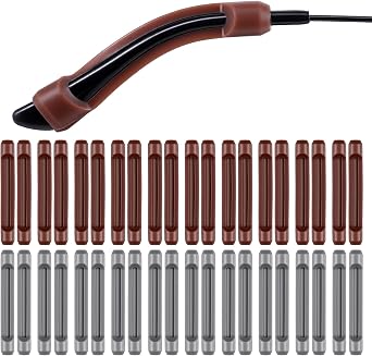 20 Pairs Silicone Eyeglass Ear Grips, Soft Anti-Slip Silicone Temple Tips, Eyeglass Ear Cushions For Comfort & Sports, Fits Most Glasses, Brown + Gray