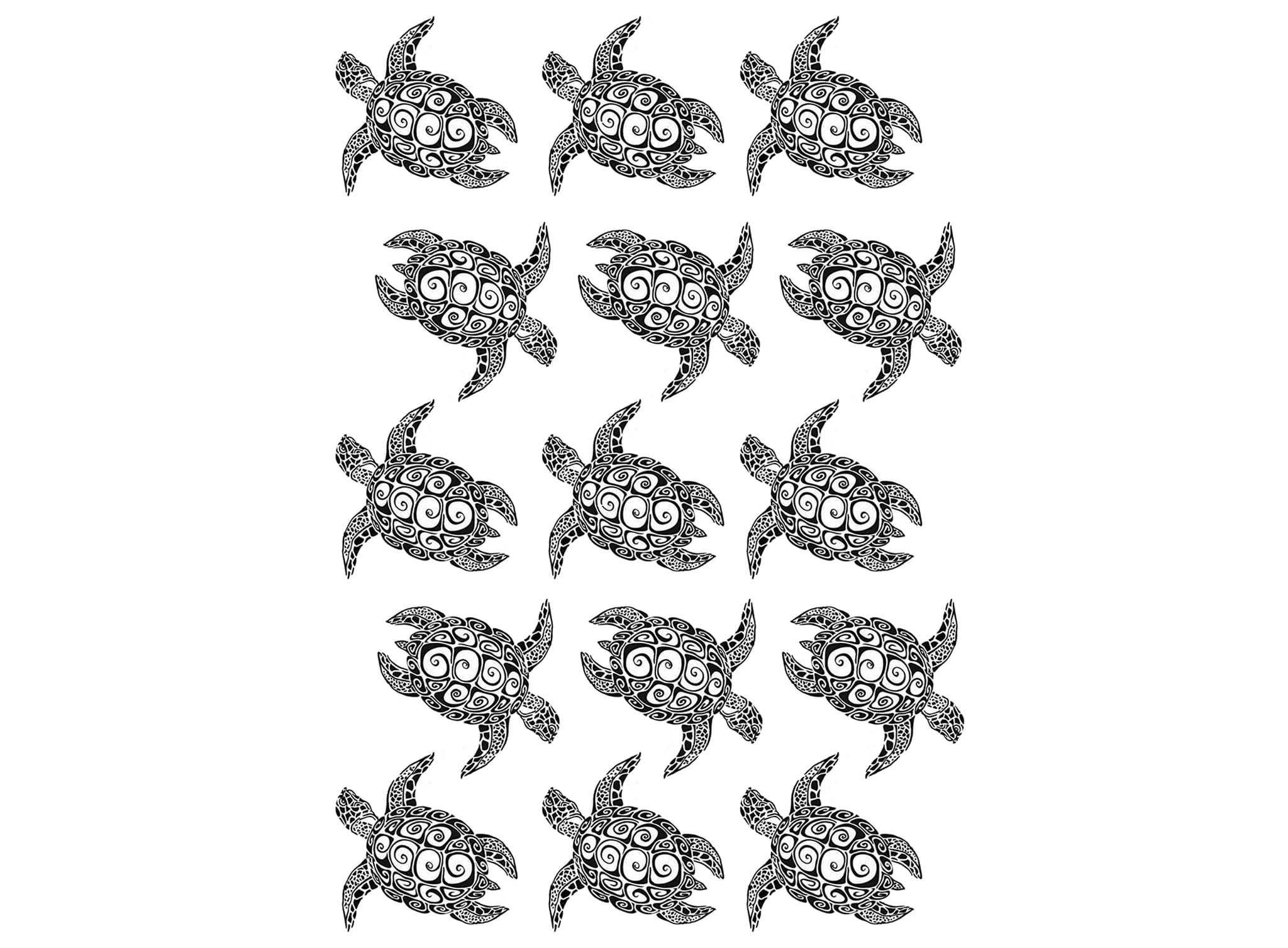 Sea Turtle 15 pcs 1 Inch Black Fused Glass Decals