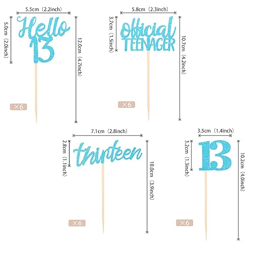 Miniatura 81 de 24 piezas de decoraciones oficiales para cupcakes de cumpleaños número 13 Hello 13 Thirteen Cupcake Picks 13th Birthday Cake Decor Supplies Black