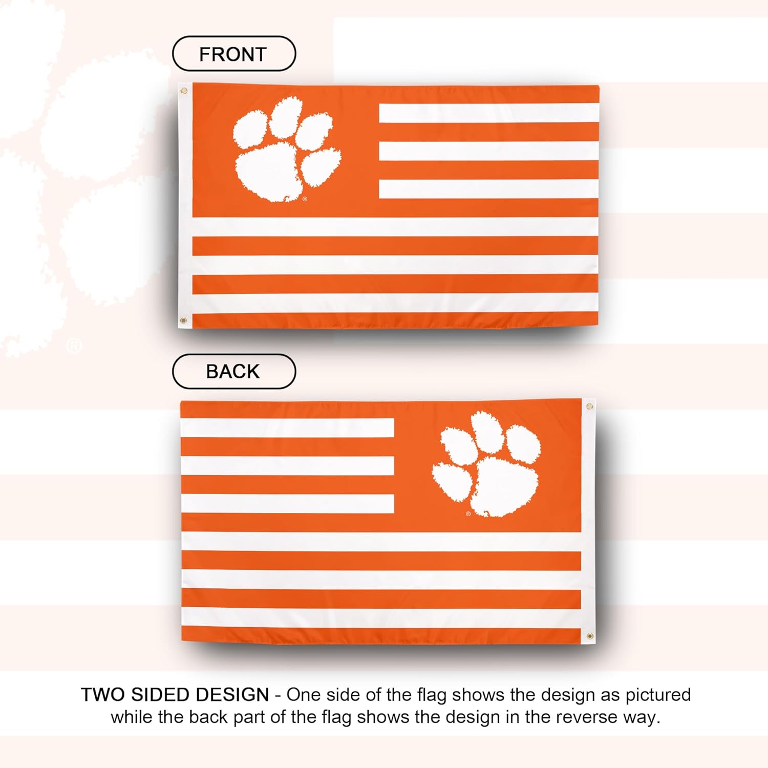 Desert Cactus Clemson University Indoor and Outdoor 100% Polyester University Flag Banner, 3x5 Feet Tigers (Nation) - Image 2