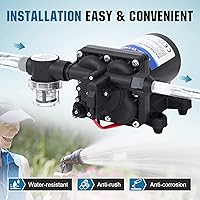 Vista 4 de ECO-WORTHY Bomba de agua de 12 V RV serie 42 con interruptor de presión, 3.5GPM 55PSI Bomba de diafragma de presión de agua de 12 voltios