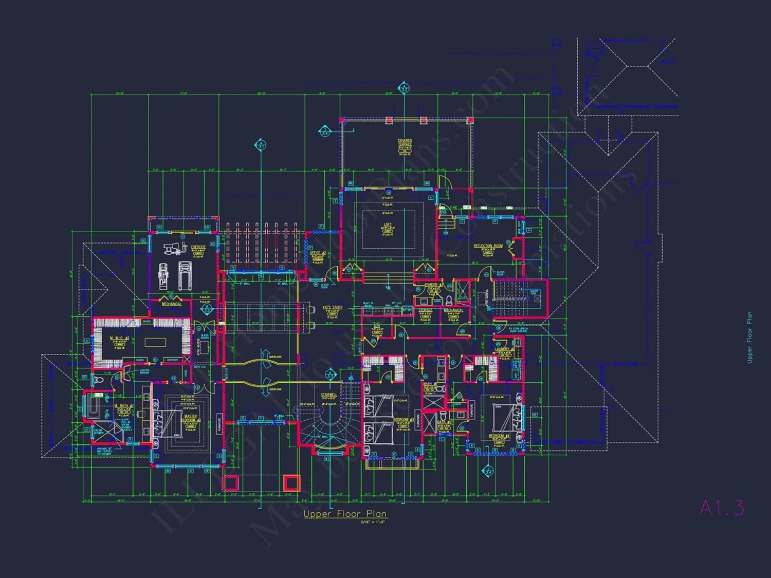 19-1983 HOUSE PLAN - Luxurious House Design Blueprint with CAD Architecture Plans