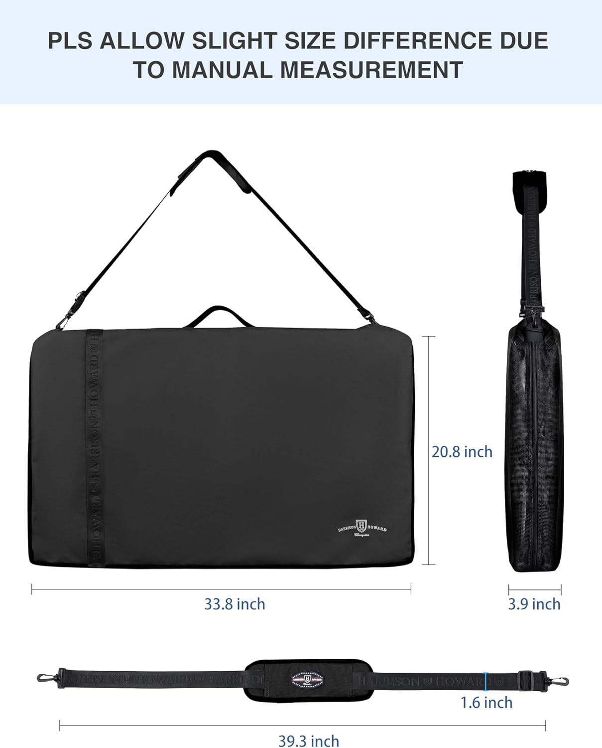 Harrison Howard Western Saddle Pad Carrier Holds Multi-Pads with Vented Sides English or Western Tack Bag in Black