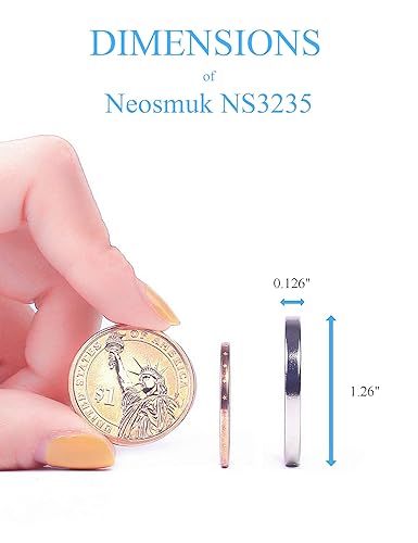 Miniatura 5 de Neosmuk Imanes de tierras raras, imán súper fuerte resistente para manualidades, imanes de neodimio con respaldo adhesivo para tablero, imanes finos