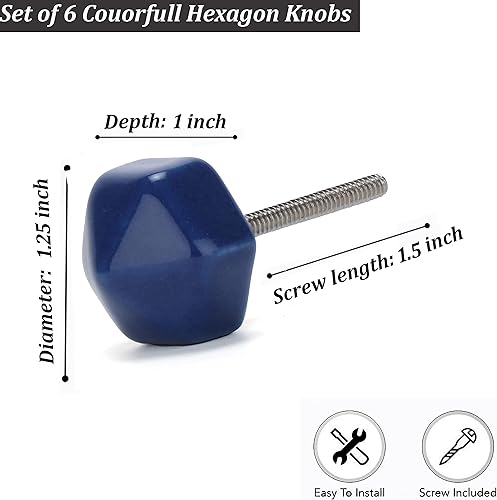 Miniatura 3 de Perilla Home Juego de 6 pomos de cerámica para armarios y cajones, pomos decorativos para el hogar, cocina, gabinete, armario, puerta de cristal,