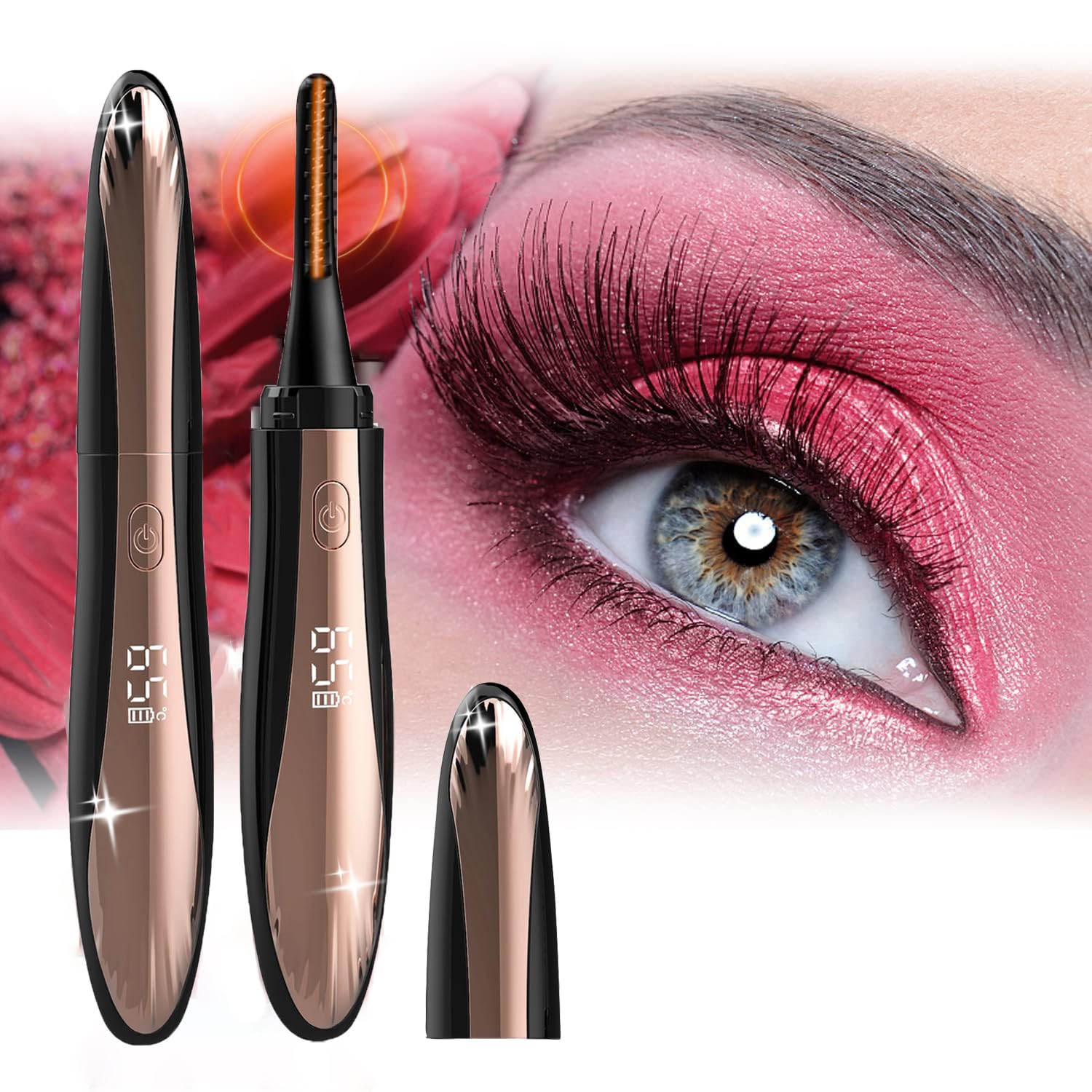 Heated Eyelash Curlers, Rechargeable Electric Eyelash Curler Eye lash Curler Lash Lift-4 Temperature Mode-Type C Charge, Natural Curling 24H Long Lasting