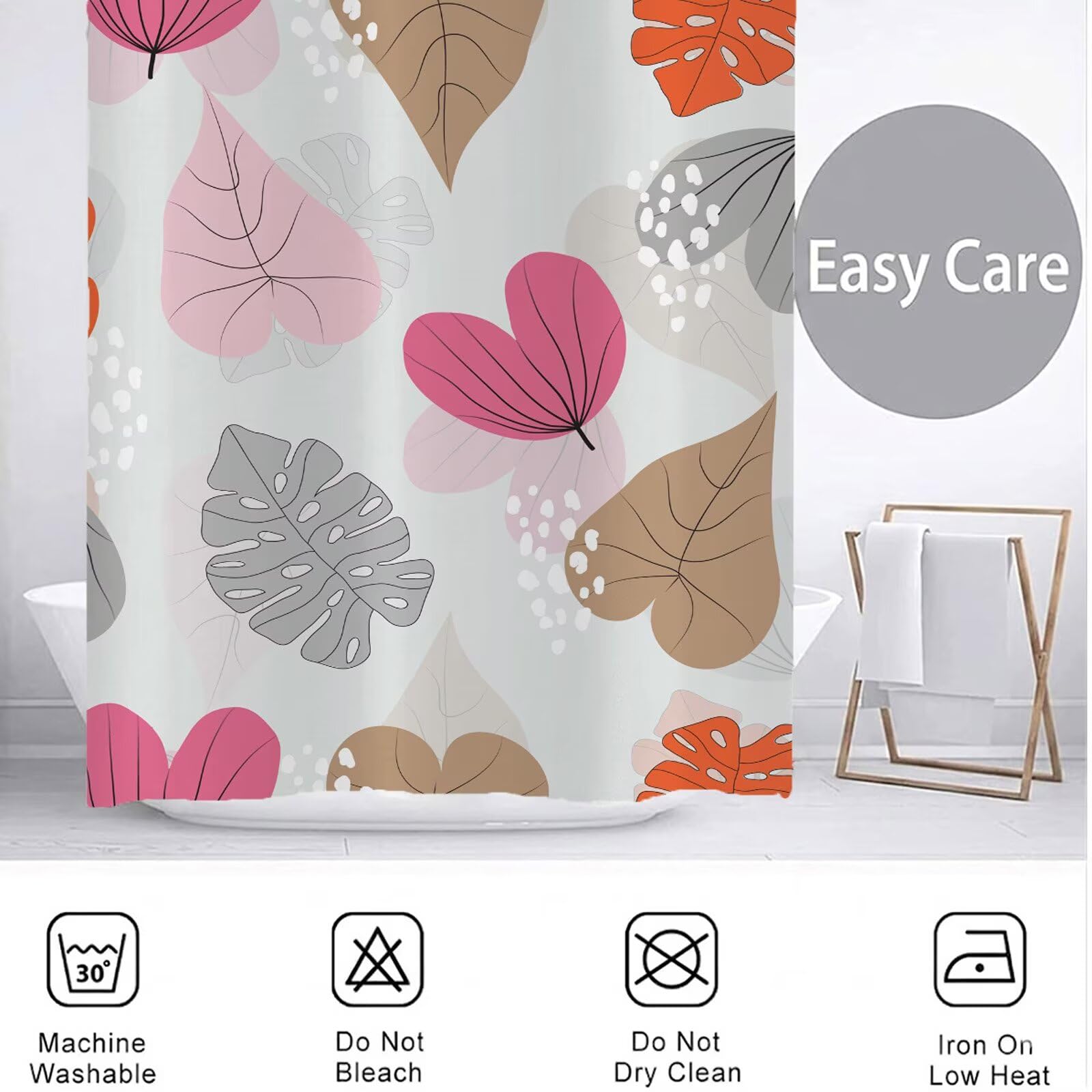 Duschvorhang 240x180 cm Grau Shower Curtains Blatt mit Gewicht und 12 Plastik Haken, Anti Schimmel Wasserdicht, Waschbar Schnelltrocknender Polyester Stoff, Dekorative Vorhang für Bad Badewanne 6H-285