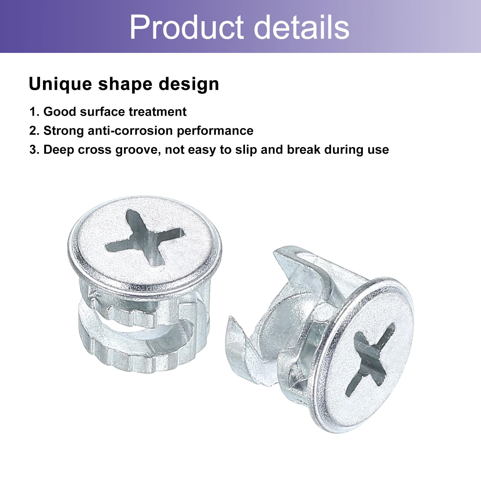 Uxcell 20-Pack Cam Lock Fasteners – 15x12mm Furniture Connector Nuts, Nickel Plated Carbon Steel For Cabinets, Drawers, Wardrobes (Silver)