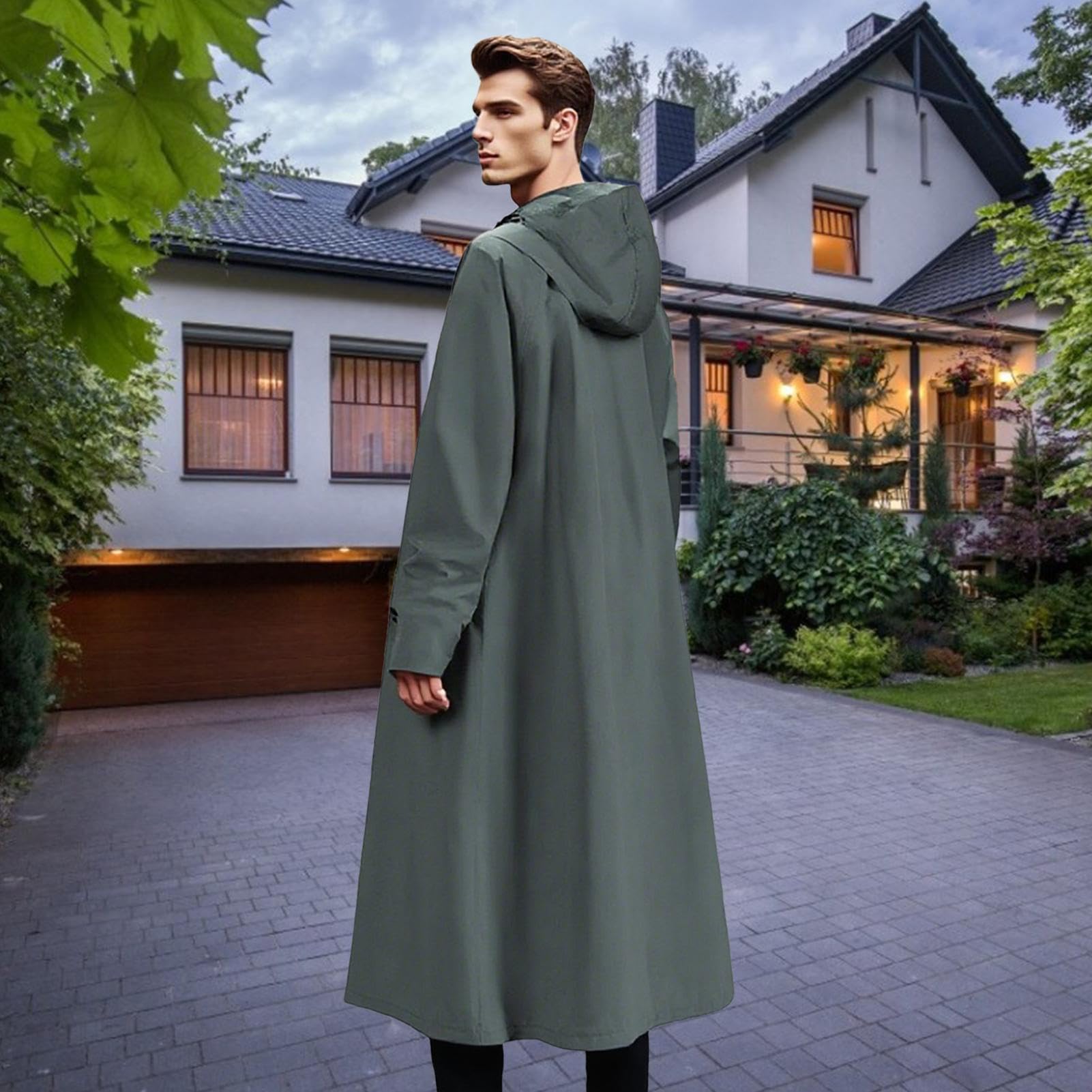Chubasquero largo | Chubasquero impermeable largo protector de lluvia, poncho reutilizable a prueba de viento para actividades al aire libre, cortavientos ligero para camping, pesca, viajes