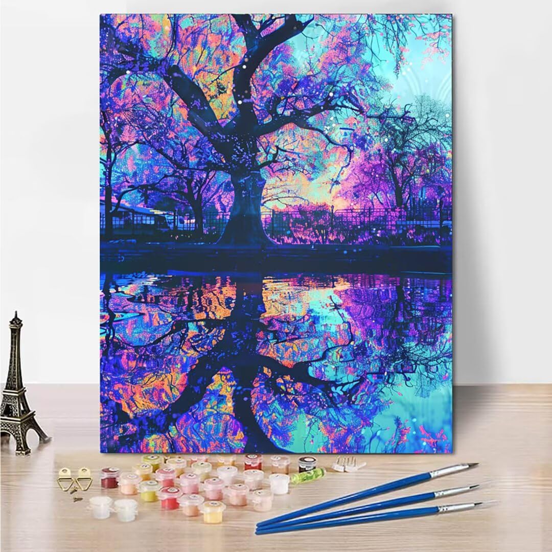 RNXAOPEN Peinture Numero Adulte Colorful Tree - Activité Manuelle Adulte - Peinture Aquarelle - Loisir Creatif Adulte - Kit Loisir Créatif Enfant - Dès 228 Ans 70x95cm sans châssis en bois 5536-7
