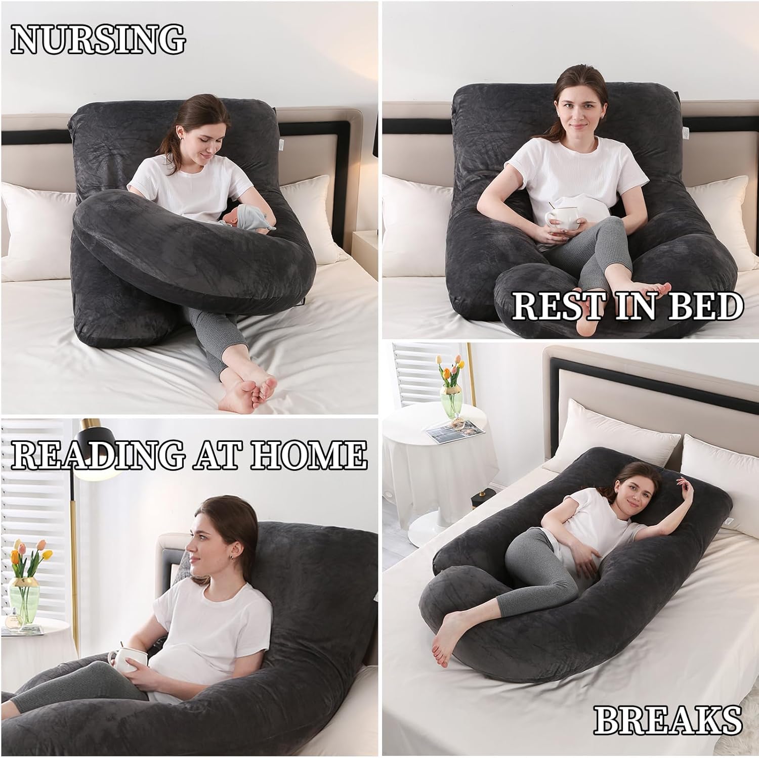 Full Body Pregnancy Pillow- 68Inch U-Shaped Maternity Pillow with Removable Washable Velvet Cover for Back,Legs, HIPS & Belly Support, Improves Sleep for Pregnant Women